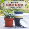 園藝花盆仿陶瓷特大號簡約室內圓形加厚樹脂花盆帶托盤